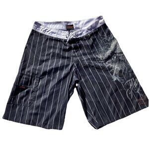 Miami Ink Men’s Board Shorts Swim Trunks Size 36 Y2K